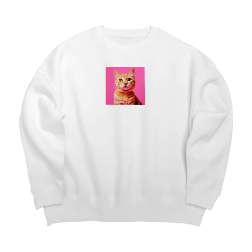 可愛い猫のイラストグッズ Big Crew Neck Sweatshirt