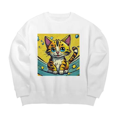 ダイナミックねこちゃん２ Big Crew Neck Sweatshirt