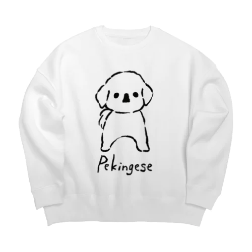 犬っ子ペロ（黒） Big Crew Neck Sweatshirt