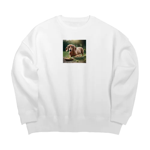 おやつを前にしたダックスフント Big Crew Neck Sweatshirt