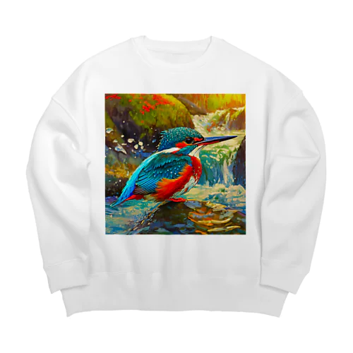 渓流のカワセミ Big Crew Neck Sweatshirt