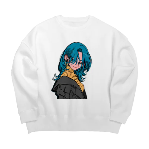 青髪ちゃん Big Crew Neck Sweatshirt