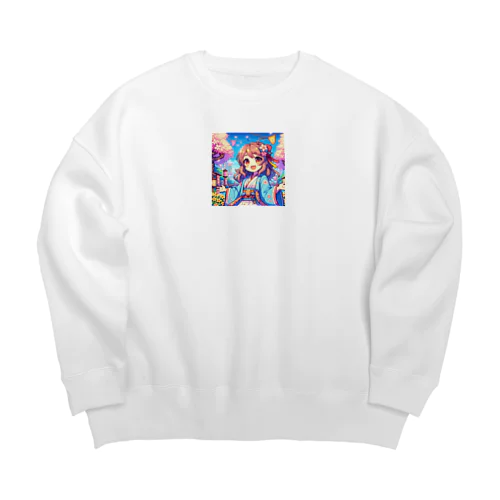 Colorful girl / type1 Big Crew Neck Sweatshirt