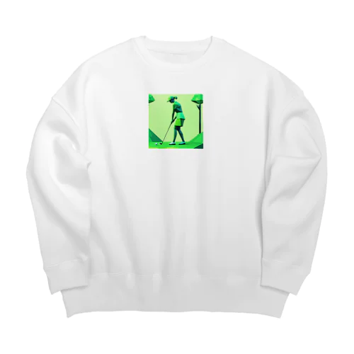 ゴルフしている美人 Big Crew Neck Sweatshirt