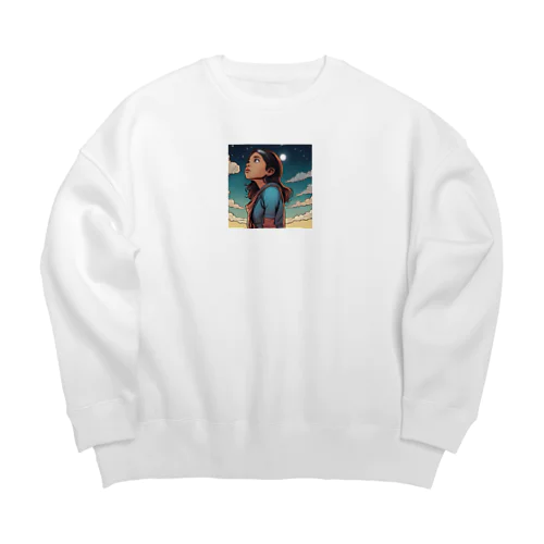 The girl who looks at the sky Big Crew Neck Sweatshirt