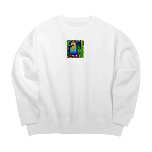 🌈スパンコールオウム Big Crew Neck Sweatshirt