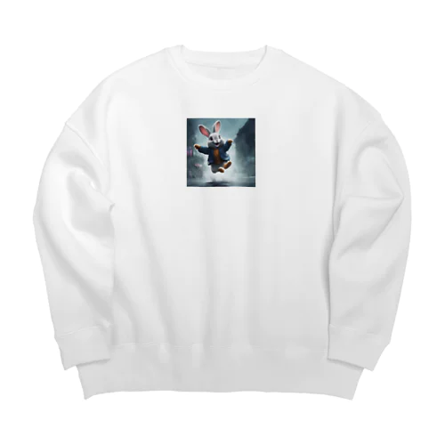 雨の日もはっぴーらびっと Big Crew Neck Sweatshirt