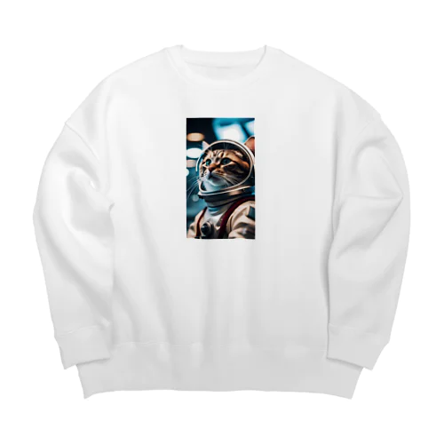 旅立つ宇宙猫 Big Crew Neck Sweatshirt