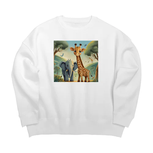 ゾウとキリン① Big Crew Neck Sweatshirt