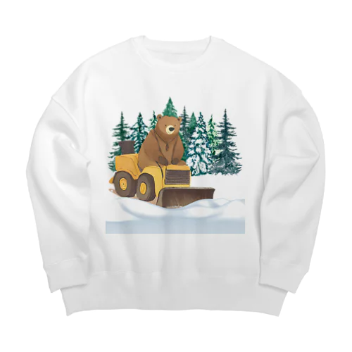 雪かきするクマ Big Crew Neck Sweatshirt