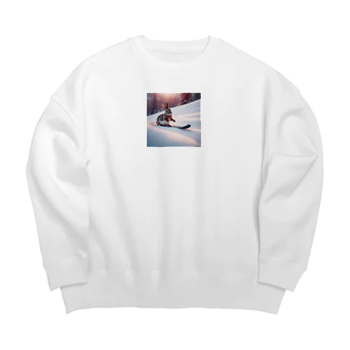 スキーうさちゃん Big Crew Neck Sweatshirt