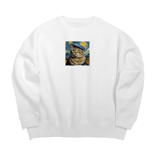 帽子をかぶったゴッホな猫～Part1～ Big Crew Neck Sweatshirt