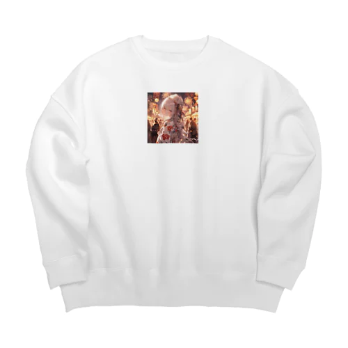 銀髪美女 シリーズ2 in 花火大会 Big Crew Neck Sweatshirt