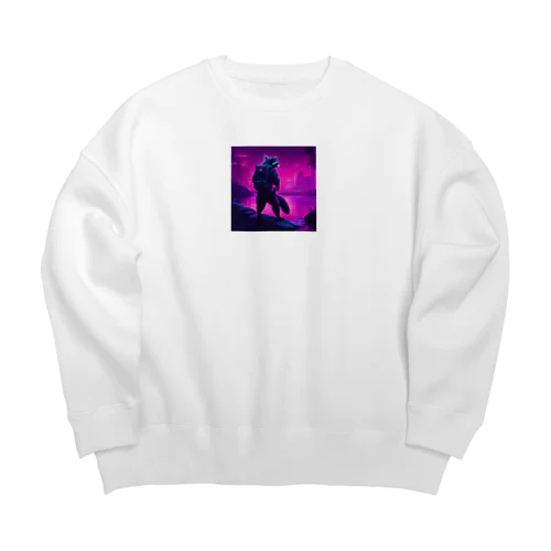 都会を目指すアライグマ Big Crew Neck Sweatshirt