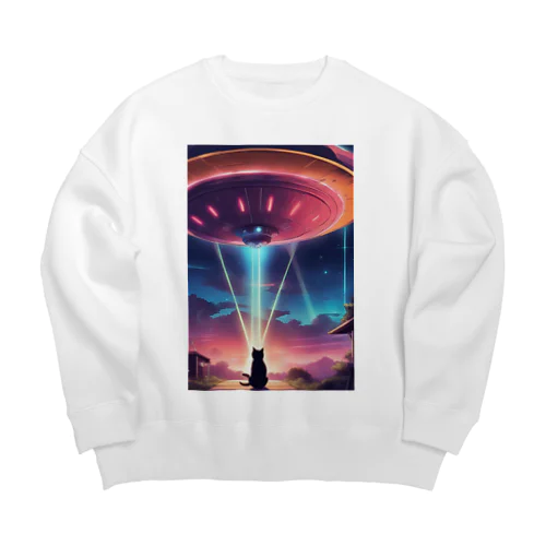 UFOに遭遇!? 不思議な猫のキャトルミューティレーション！👽🐱✨ Big Crew Neck Sweatshirt