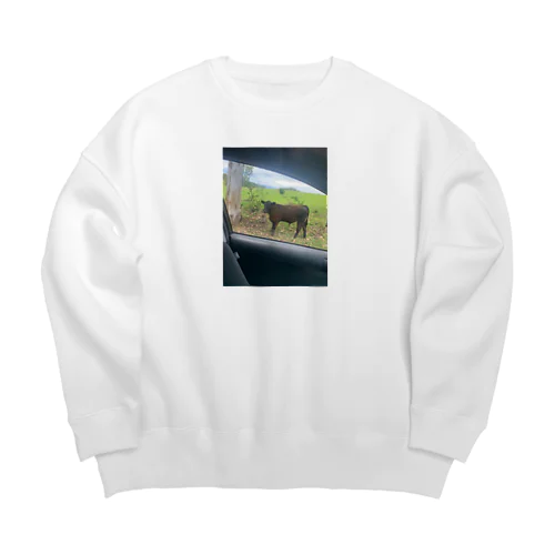 In a car with a cow Big Crew Neck Sweatshirt