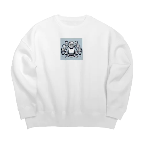 ステーキを食べるイカツイおじさん Big Crew Neck Sweatshirt