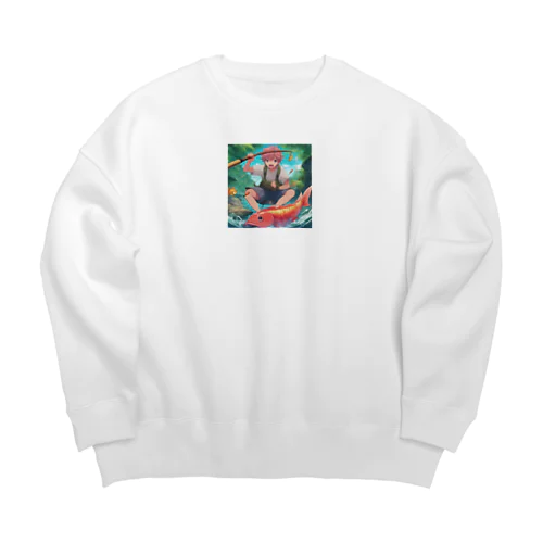 釣り好き男子 Big Crew Neck Sweatshirt