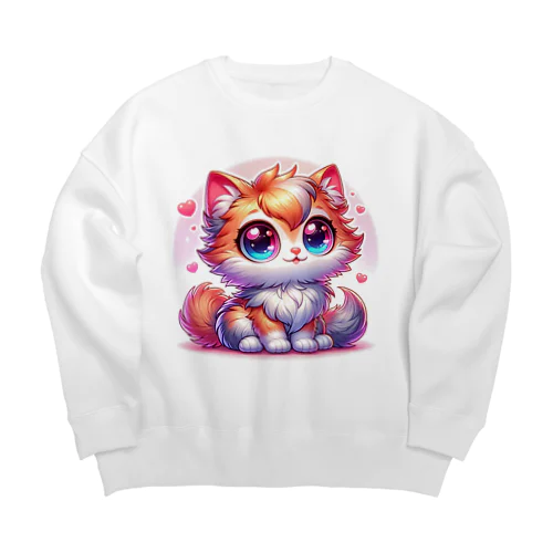 ふわふわ大目な可愛い猫 Big Crew Neck Sweatshirt