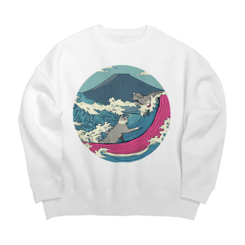 Surfing Cat 2 Big Crew Neck Sweatshirt