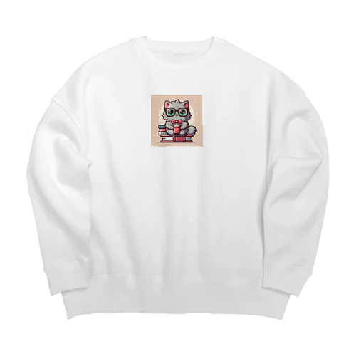 癒し猫 Big Crew Neck Sweatshirt