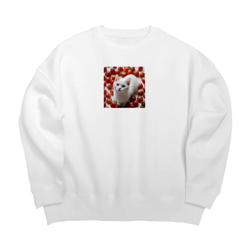 いちごねこ・スクエア Big Crew Neck Sweatshirt