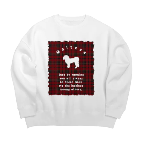 マルチーズ　タータンチェック　【One:Happiness】 Big Crew Neck Sweatshirt