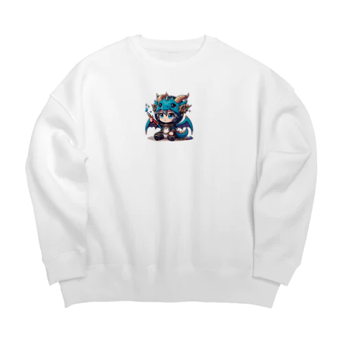 可愛いドラゴンのマスコット Big Crew Neck Sweatshirt