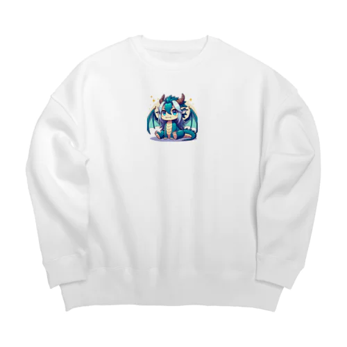 可愛らしいドラゴンマスコット Big Crew Neck Sweatshirt