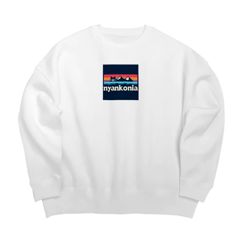 nyankonia　ニャンコニア　パロディ Big Crew Neck Sweatshirt