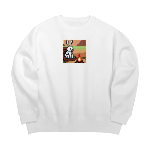 焚火をしているウサギ Big Crew Neck Sweatshirt