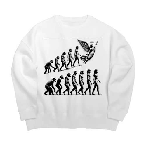 サルからヒトへの進化の過程。そして… Big Crew Neck Sweatshirt