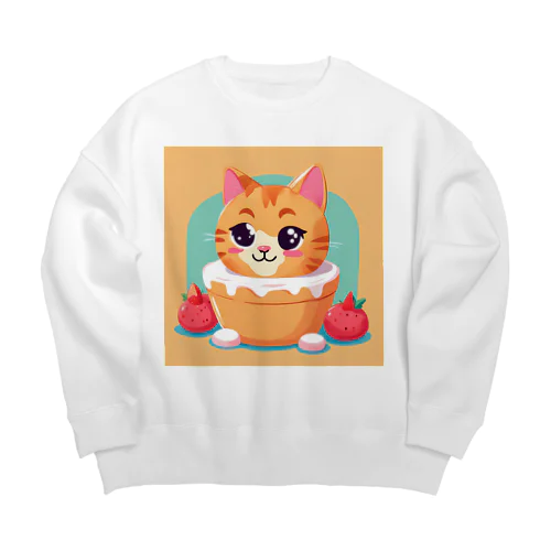 スイーツ大好きな子猫ちゃん Big Crew Neck Sweatshirt