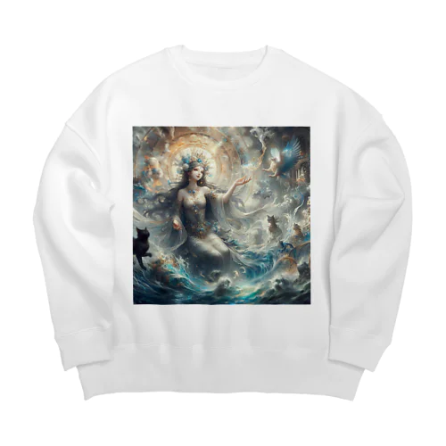 水の女神と猫 Big Crew Neck Sweatshirt