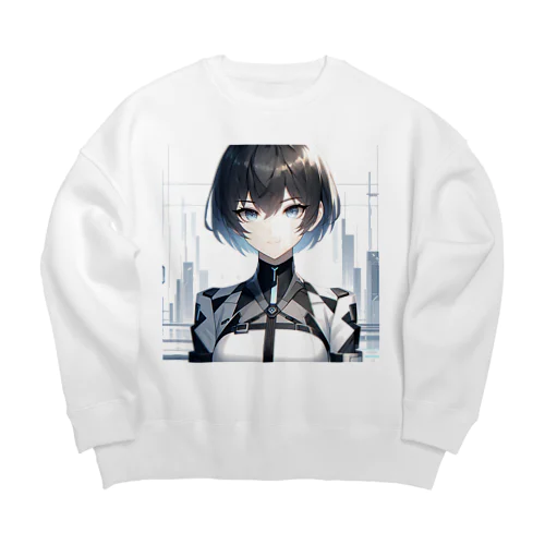 未来的なAI美女 Big Crew Neck Sweatshirt