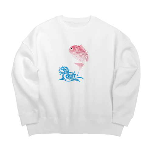 和柄　鯛　波　パステル Big Crew Neck Sweatshirt