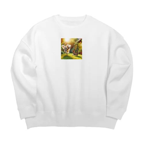 ぴょんぴょんワンニャン Big Crew Neck Sweatshirt