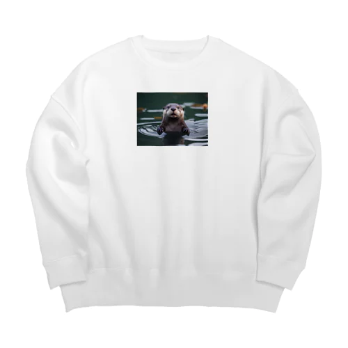 カワウソのパーくん Big Crew Neck Sweatshirt