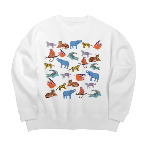 ジャングルの動物たち Big Crew Neck Sweatshirt