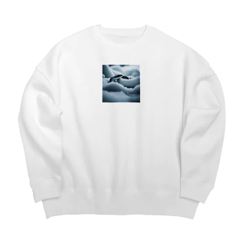 寒冷地で氷の中を探険して喜んでいる蛇 Big Crew Neck Sweatshirt