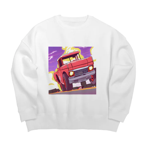 ホットロッド　イラスト　ノスタルジック Big Crew Neck Sweatshirt