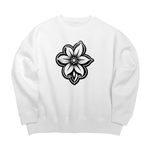 クールなトライバルフラワー Big Crew Neck Sweatshirt