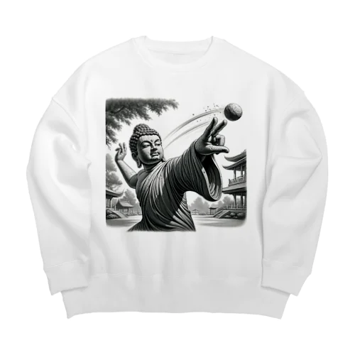 ダジャレ仏像シリーズ・投げる像 Big Crew Neck Sweatshirt