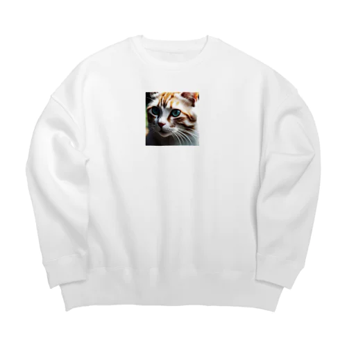 見つめているネコ[カラー] Big Crew Neck Sweatshirt