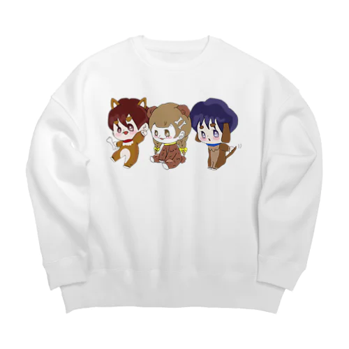 さかみちのわんこ Big Crew Neck Sweatshirt