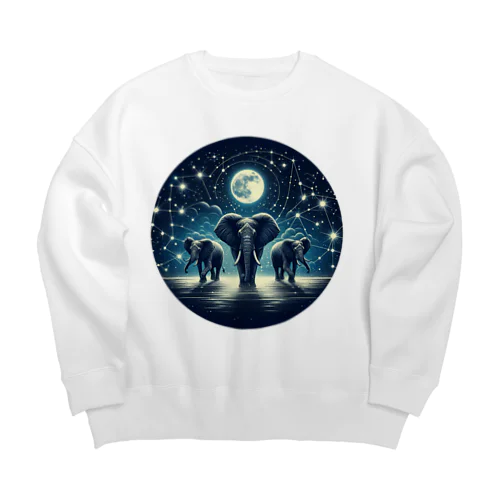 Night  Elephant Symphonic Big Crew Neck Sweatshirt