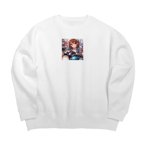 バイク女子　ばくおん系 Big Crew Neck Sweatshirt