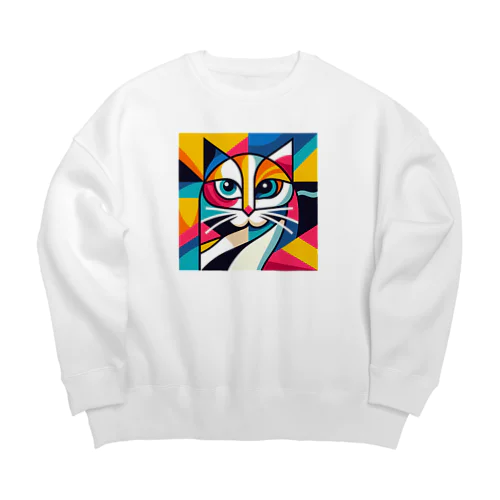 カラフル猫 Big Crew Neck Sweatshirt