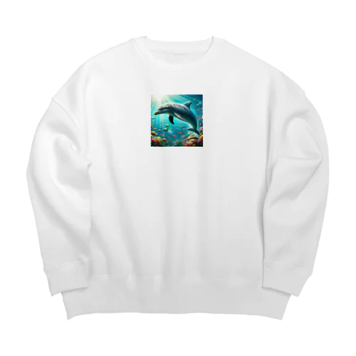 美しいイルカ Big Crew Neck Sweatshirt