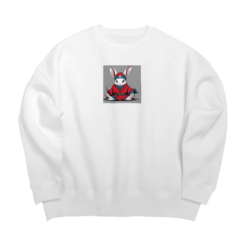 忍者うさぎ Big Crew Neck Sweatshirt